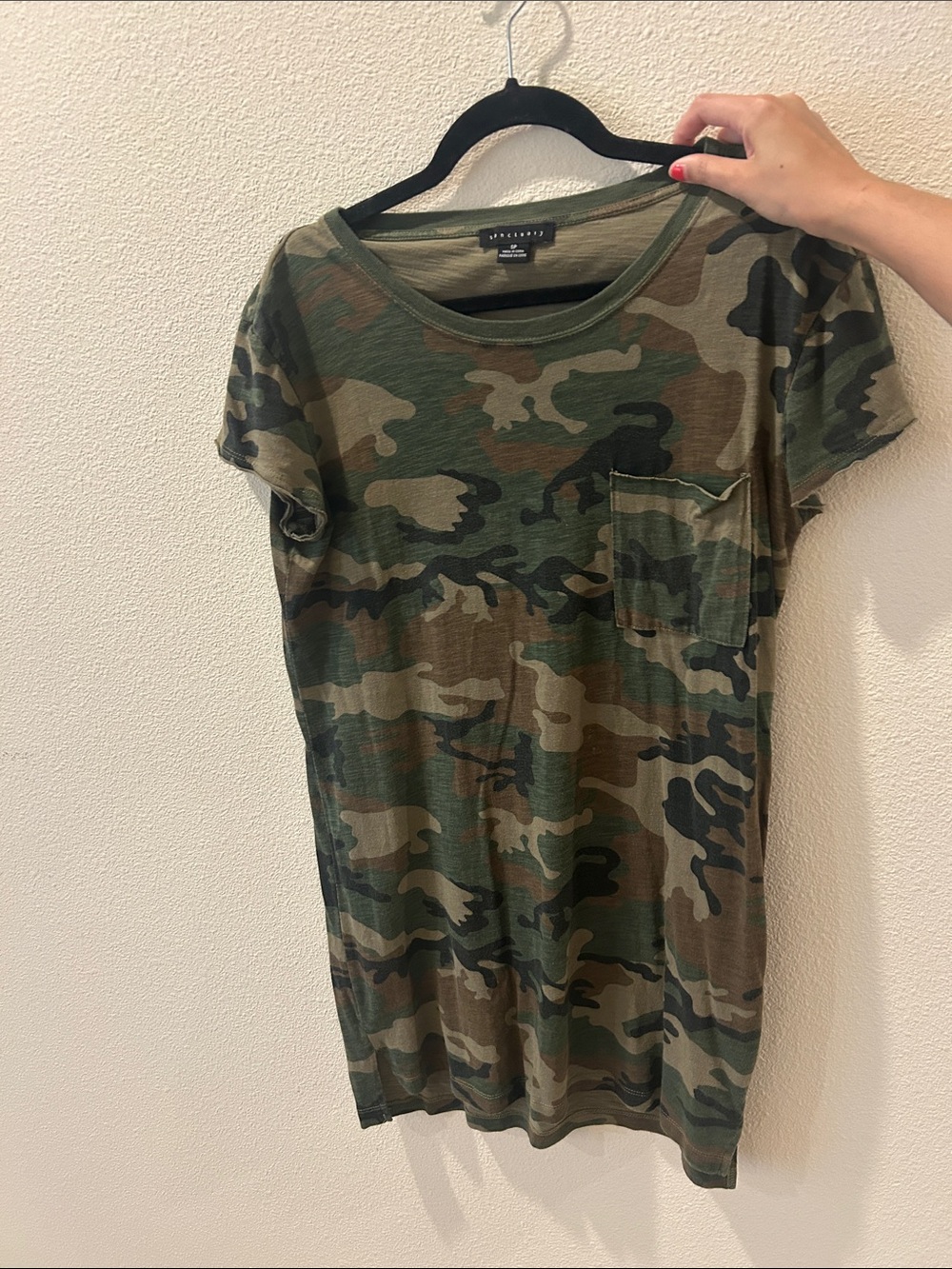 Sanctuary Green Camo Short Sleeve Pocket Tee